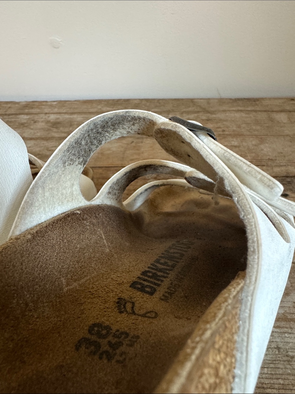 Birkenstock 38 White Florida Triple Strap Sandals Slides Birko flor - Picture 8 of 10
